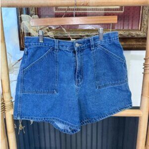 Vintage Too Hot 100% Cotton Denim Cargo Style Shorts ~ Size 12 (Modern 8) 🍄